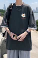 JT55059-P25假两件短袖t恤男大码胖子半袖体恤半截袖港风，男装T恤，电商A040