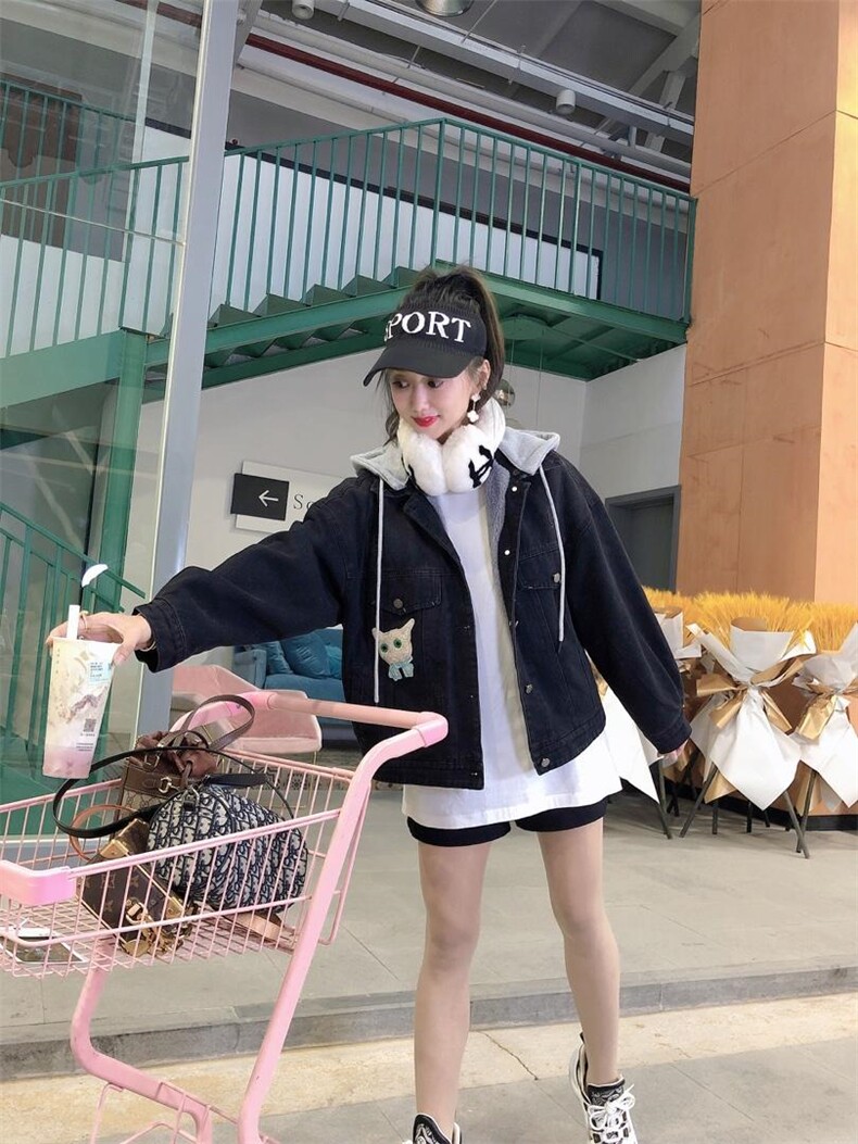 爆版加厚款牛仔外套帽子可拆卸，其它，金地雪