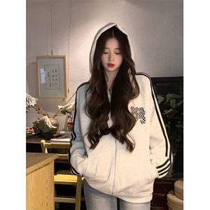 EE132-P70 卫衣男女情侣装薄款2024潮宽松拉链开衫外套连帽韩上衣图片
