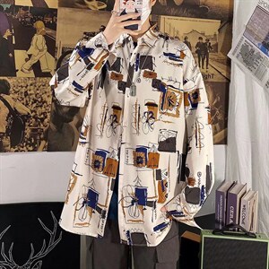 长袖衬衫男港风日系外套C2211P28图片