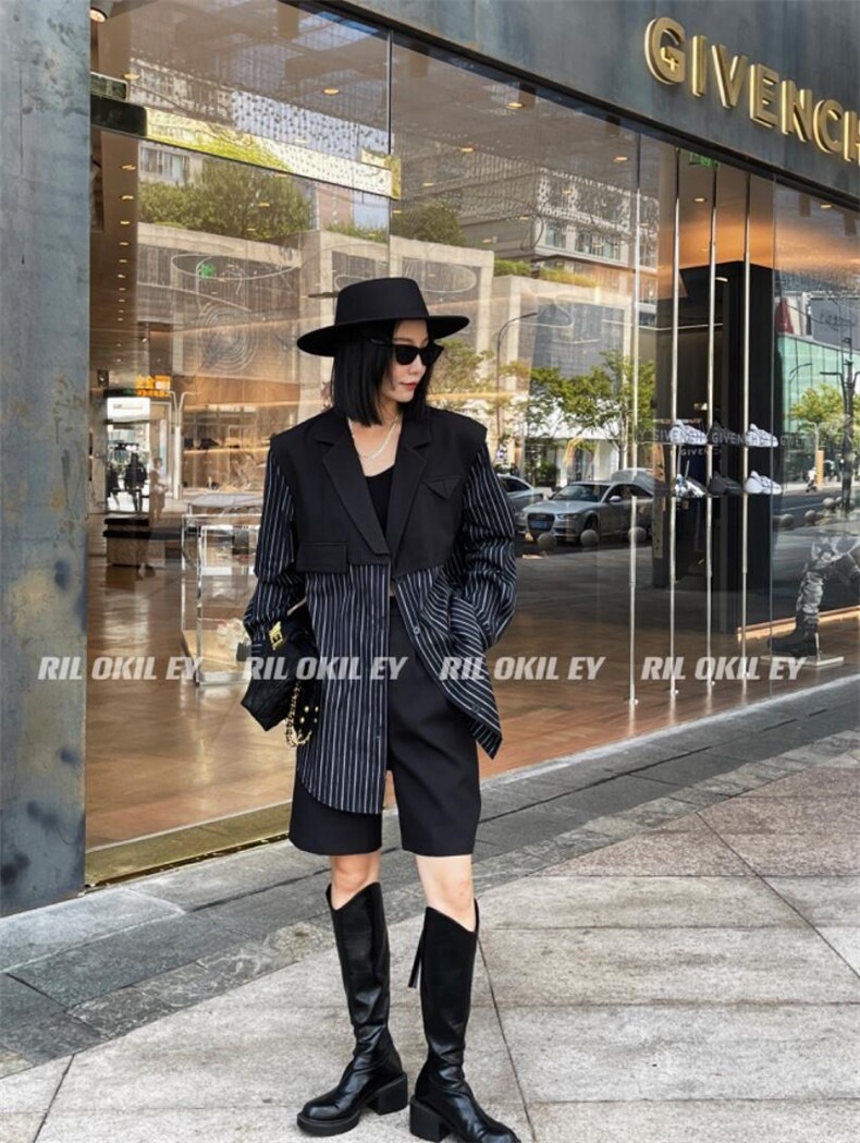 拼接假两件衬衫，女装衬衫，雷洛奇丽