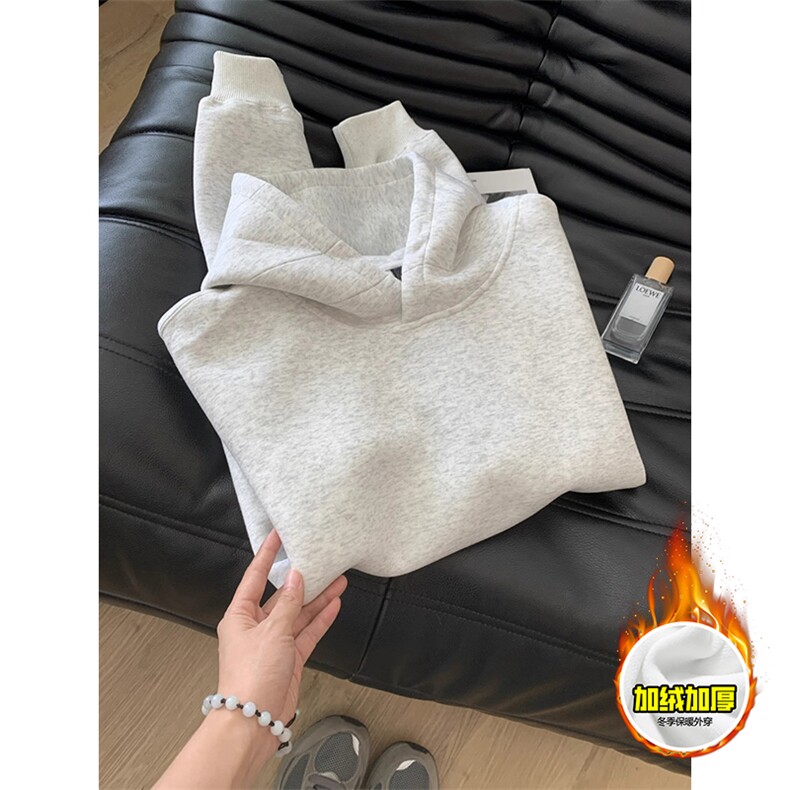 480G重磅加绒加厚硬挺boxy男女秋冬美式高街短款结构廓形连帽卫衣，男装卫衣，电商A486-1