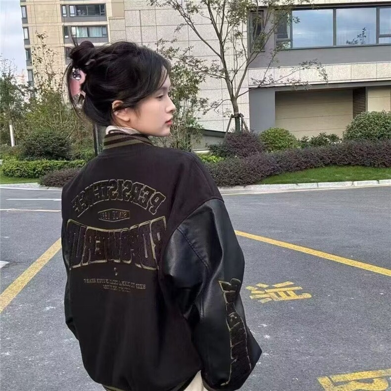 拼皮外套女秋冬2025新款初中学生棒球服韩版宽松短款夹克上衣潮,男装夹克,星座506A
