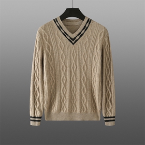 2025年秋季V领常规款套头单件长袖落肩袖时尚百搭图片