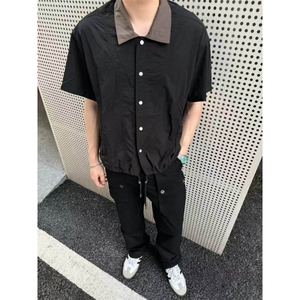 档口现货~夏季工装尼龙速干短袖衬衫拼接领下摆抽绳CT25115批45图片