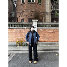 W10389-P63网图现货美式复古撞色翻领水洗做旧外套宽松中性夹克，男装夹克，星座1608
