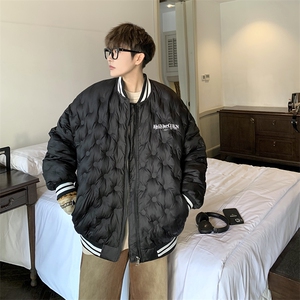 1港风情侣定制面料大码M-5XL保暖棒球领羽绒服外套8709P168控229图片