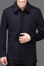 男装羊毛夹克男士外套宽松休闲翻领中长款秋冬爸爸装HM8901-P330，男装夹克，电商B212（原钱塘6029）