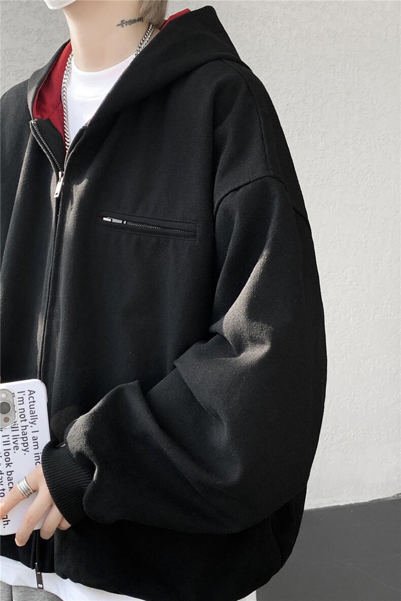 8XL-M美式复古撞色连帽水洗夹克男高级感做旧情侣外套JK1327P88,男装夹克,电商D206-1