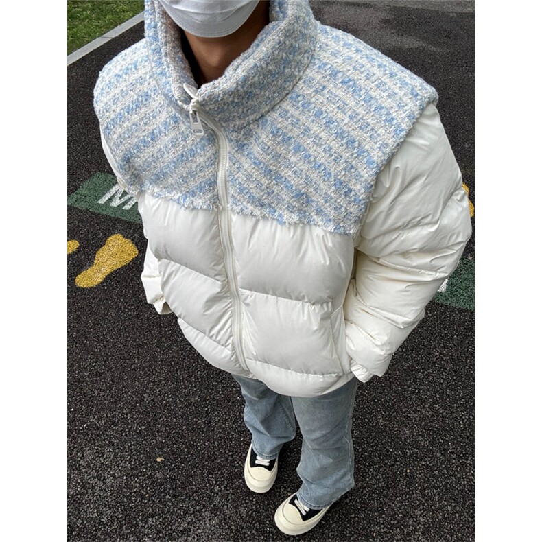 美式小香风拼接棉服男女冬季加厚面包服情侣棉衣外套WL80166-P80,男装棉衣,星座1008