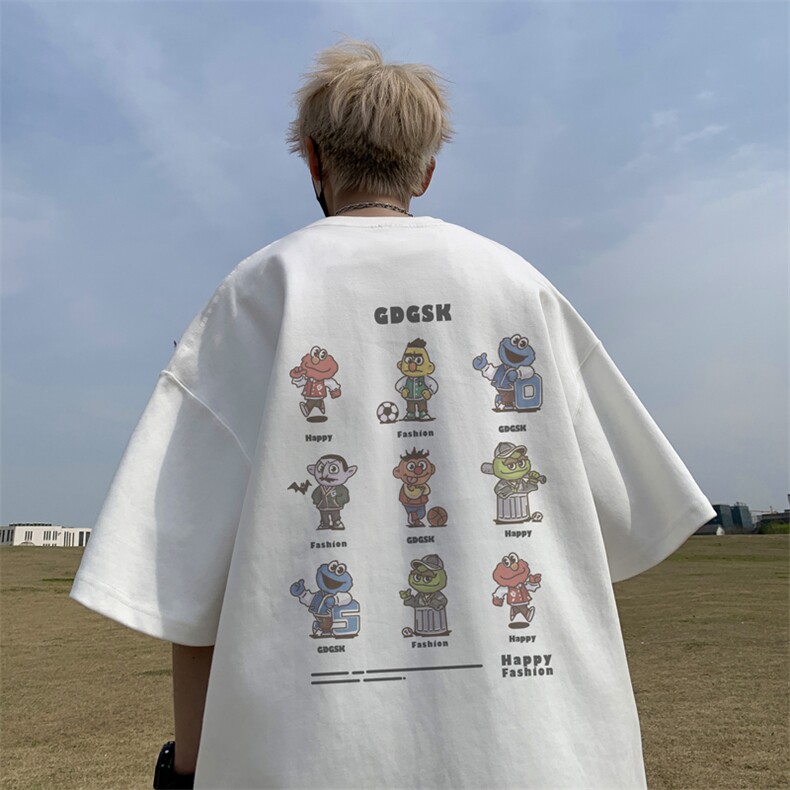已注册/夏季重磅外景纯棉趣味卡通短袖T恤男宽松打底DT00003/P25,男装T恤,电商B316