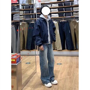 美式高街复古老钱风薄款夹克冲锋衣男女纯色休闲宽松boxy飞行外套图片