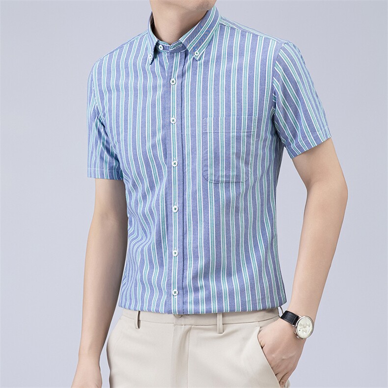 Z-D1405夏季新款男士短袖经典条纹衬衣百搭衬衫商务男装图片