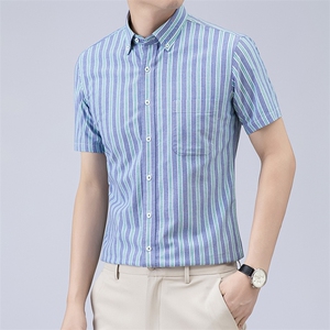 Z-D1405夏季新款男士短袖经典条纹衬衣百搭衬衫商务男装图片