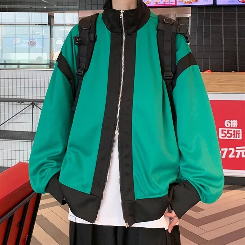 港风痞帅夹克男生衣服春秋冬季新款潮牌休闲针织上衣外套 J66图片