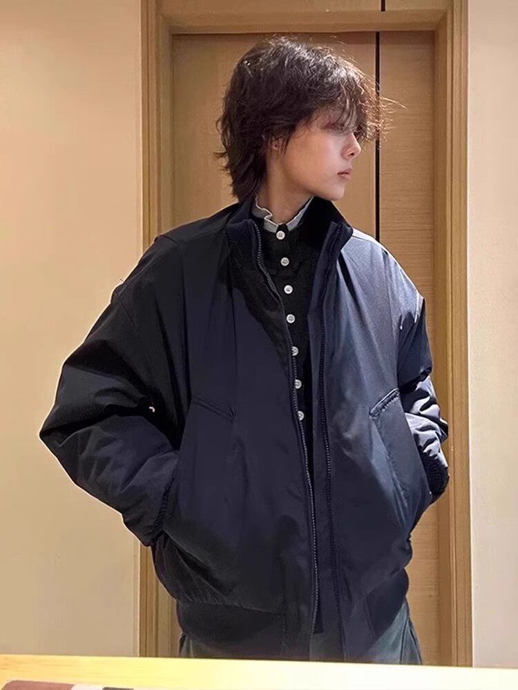 现货26春装美拉德立领飞行夹克纯色复古廓形高街棒球服外套,男装夹克,电商A486-1