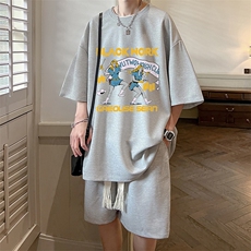 华夫格套装运动短袖t恤套装休闲两件套一套HZ84304-P44，男装T恤，电商A040