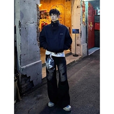 美式覆古巴恩风立领工装夹克男女春季短宽叠穿哈灵顿外套TJK218，男装夹克，星座208-5