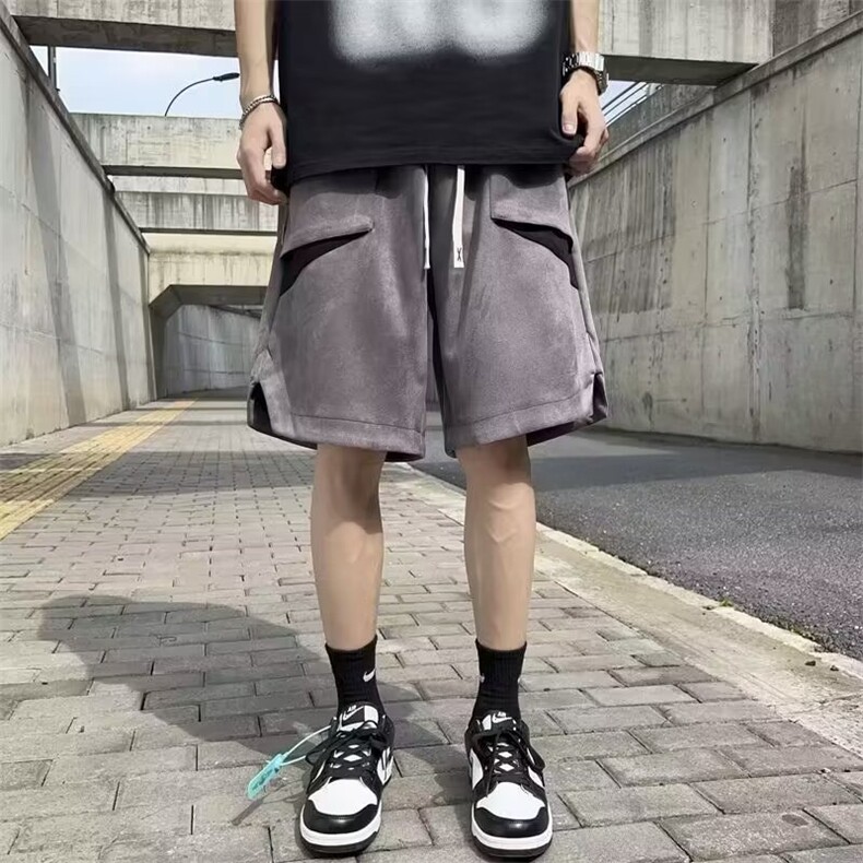 W267-P35美式运动重磅五分短裤男生夏季港风休闲潮牌宽松中裤子,男装牛仔裤,星座911-1