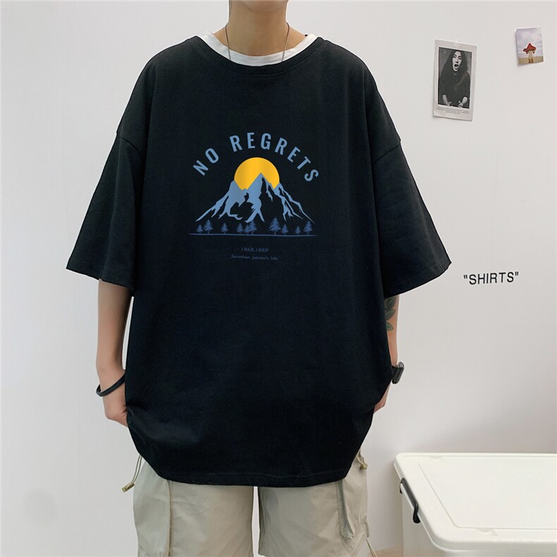 短袖男夏宽松纯棉T恤男百搭港风韩版情侣中性日系潮DT0268P20,男装T恤,星座1016-1（原电商B408-1）