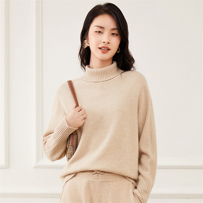 半高领打底衫女2024新款内搭显瘦35%山羊绒衫,女装羊绒衫,杭跃羊绒