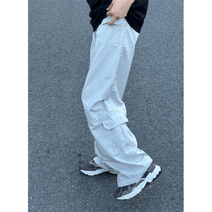 美式复古高街多口袋工装裤男设计感宽松休闲阔腿直筒裤CK300-P48图片