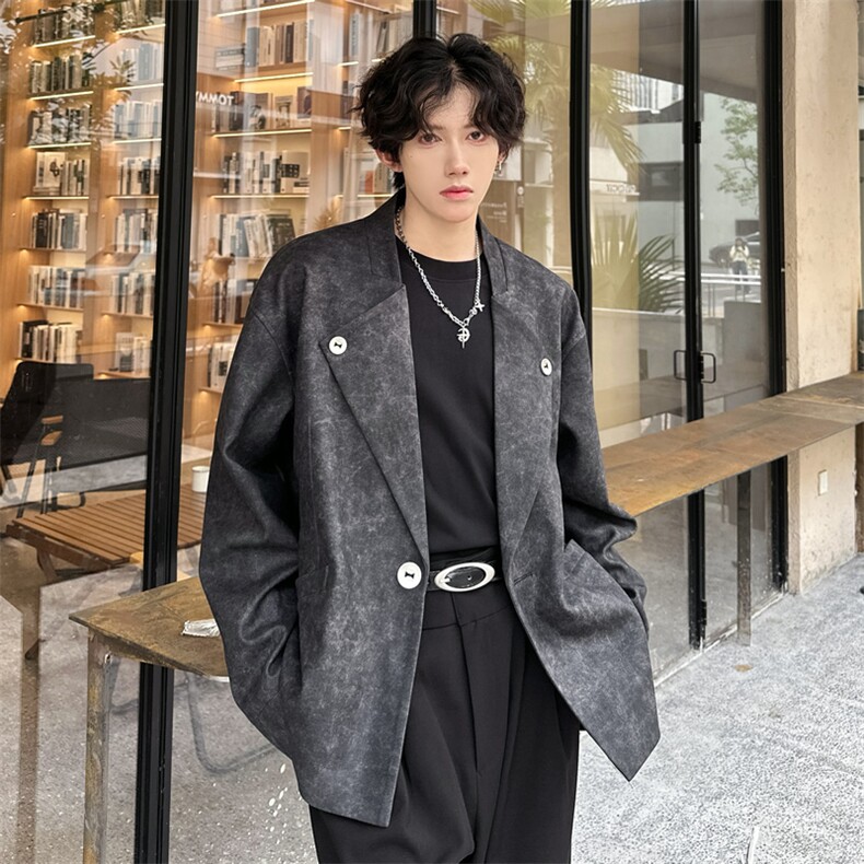 514-801-P108秋冬新款简约西装翻领设计休闲毛呢夹克外套，男装夹克，星座514