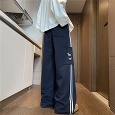 抖音品质条纹侧边口袋腊肠狗刺绣休闲卫裤B315-K25345-特p40控78，男装休闲裤，电商B315