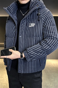 90白鸭绒免洗条纹皮羽绒服男加厚外套C317-Y829-P315图片