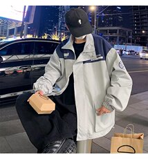 2023男春秋季宽松工装夹克男拼接字母翻领潮流百搭外套JK019-P60，男装夹克，星座308B-1