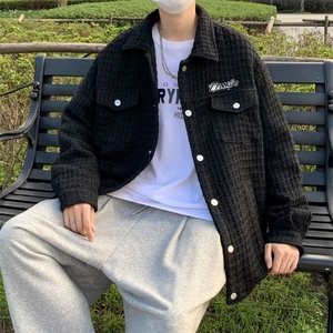小香风外套男潮牌ins字母刺绣宽松上衣秋季港风W277P68图片