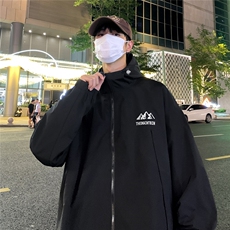 港风夜景时尚宽松字母印花连帽冲锋衣夹克F381P65控88，男装夹克，电商A247