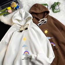 WY2141-P35加绒款-P40纯棉连帽卫衣男大码运动帽衫宽松薄，男装卫衣，电商A040