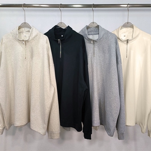 抖音得物二开25秋冬装美式全棉可翻领立领卫衣半拉链外套CM11图片
