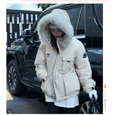工装派克棉服女2025新款韩版大毛领加厚三防冬外套棉衣MF348-P108，男装棉衣，星座412-3