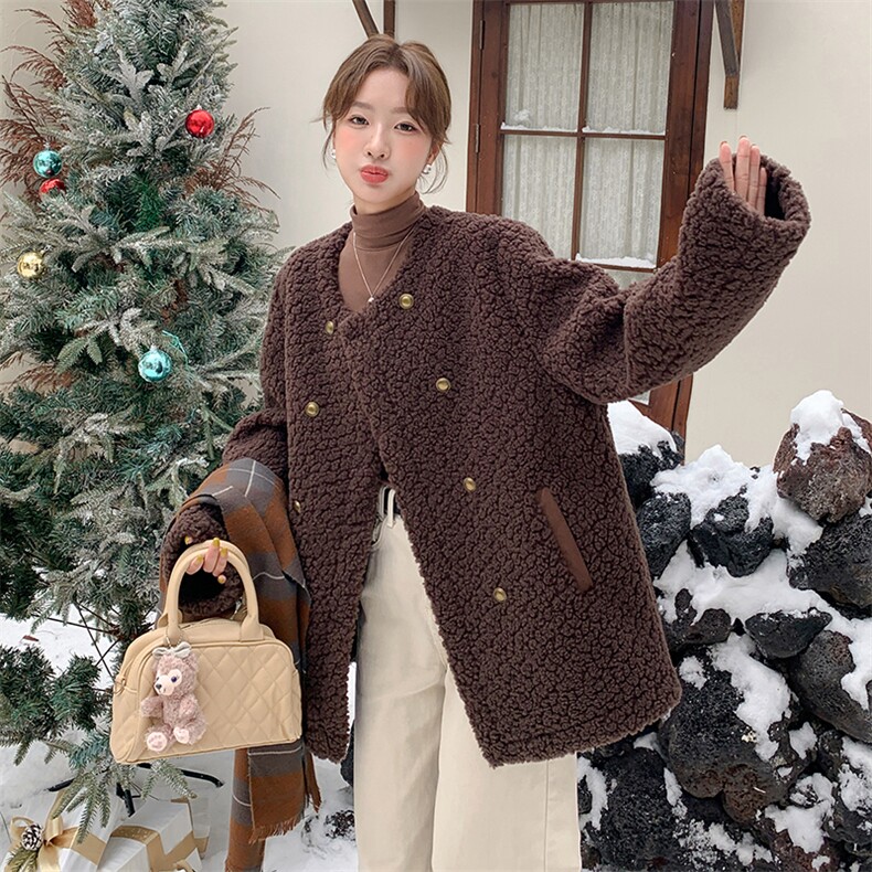 【冬季】韩系大版型皮毛一体中长外套2C277-8806-P195-K289,女装皮草,2C277