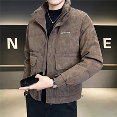 8861-L-4XL-P175店主风秋季新款立领休闲麂皮绒字母羽绒服外套男，男装羽绒服，电商B255