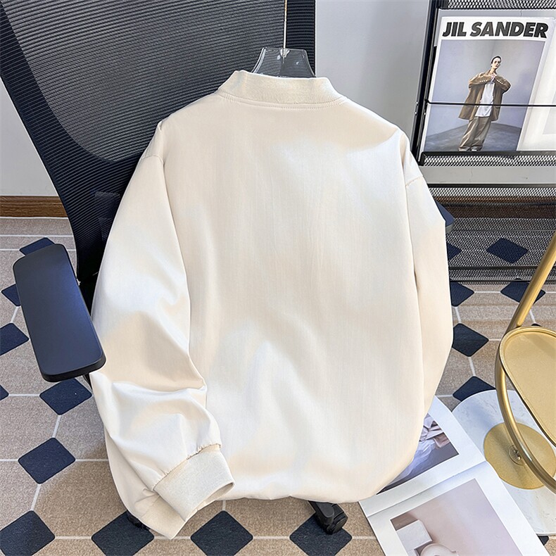 复古美式飞行员夹克男立领春秋季休闲cleanfit纯色简约棒球服外套,男装夹克,星座601-2