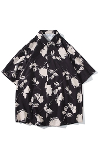 精品花衬衫男短袖夏季痞帅休闲上衣服外套翻领大码衬衣男A012/P35图片