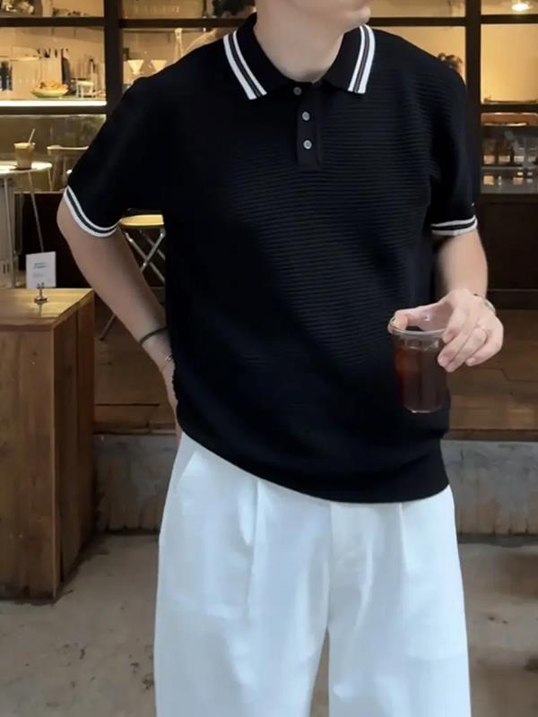 夏季翻领冰丝薄款透气针织polo短袖F6183-P55,男装针织衫/毛衣,星座1012-1