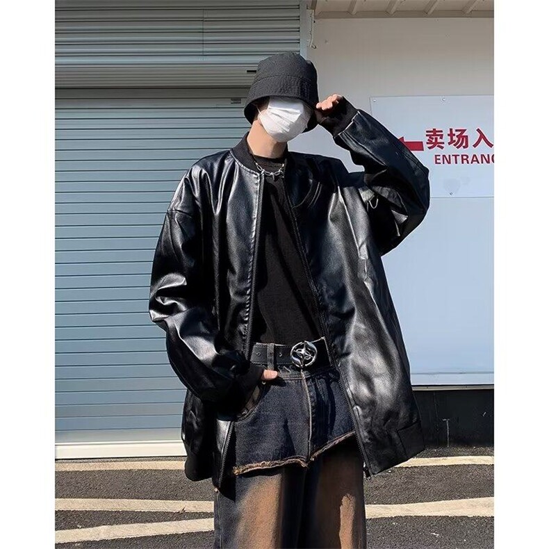 DYR155-P67新款韩版机车皮衣外套男宽松帅气复古美式潮牌皮夹克男,男装夹克,星座603-2