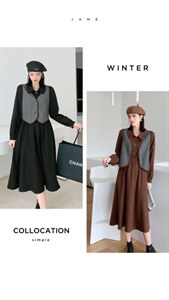 秋装新品两件套连衣裙，?单?,女装连衣裙,友一有二