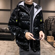 现货仓库桥园路连帽潮牌时尚韩版宽松鲨鱼皮羽绒服短款外套，男装羽绒服，星座301D-5(原星座1415）