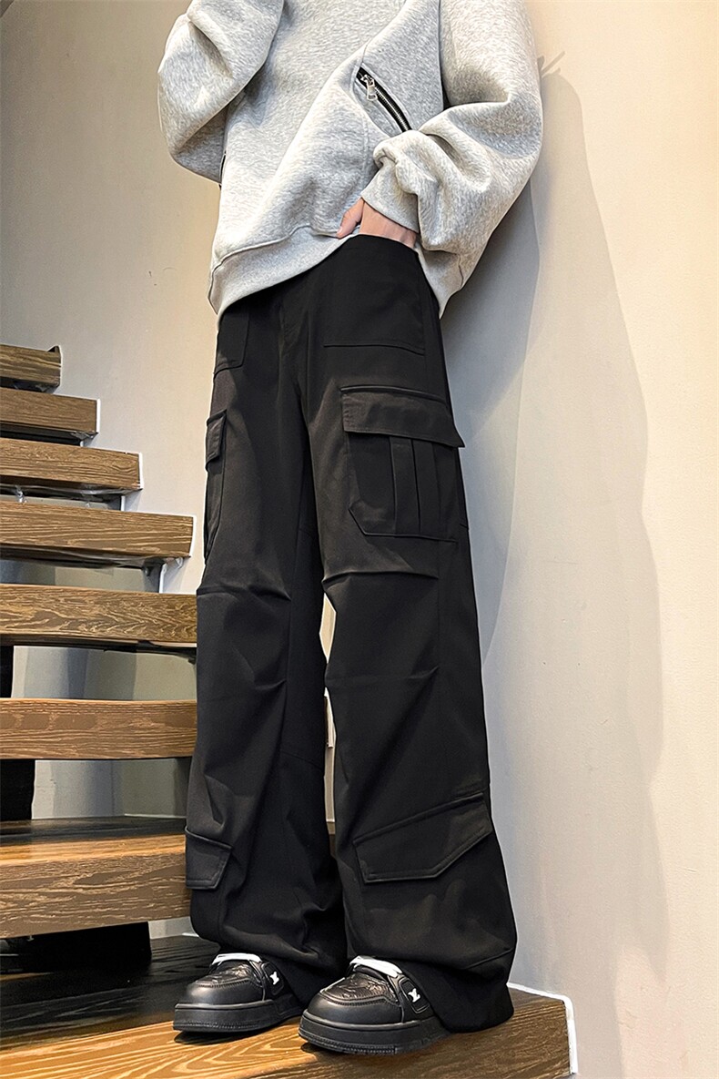 美式多口袋工装裤潮牌大码直筒裤子设计感休闲高街长裤KZ1933/P60,男装休闲裤,电商B238