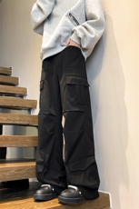 美式多口袋工装裤潮牌大码直筒裤子设计感休闲高街长裤KZ1933/P60，男装休闲裤，电商B238
