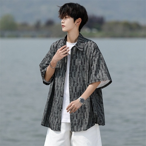 8XL-M花衬衫男款短袖夏季冰丝薄款花衬衣大码寸衫外套DC28013P38图片