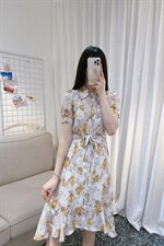 DINOBIENS【现货】夏季新款定制复古花连衣裙，女装连衣裙，迪诺比亚