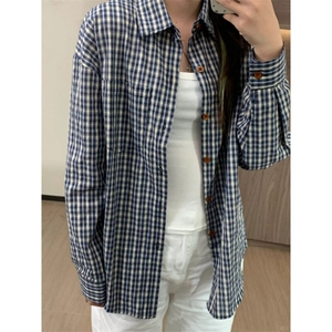 【档口现货】CS345LL-特P35cleanfit蓝色格子衬衫男慵懒风衬衣图片