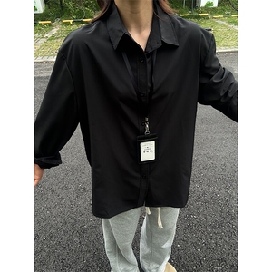 四季薄款冰丝长袖衬衫男简约纯色垂感休闲长袖痞帅衬衣CS031-P28图片