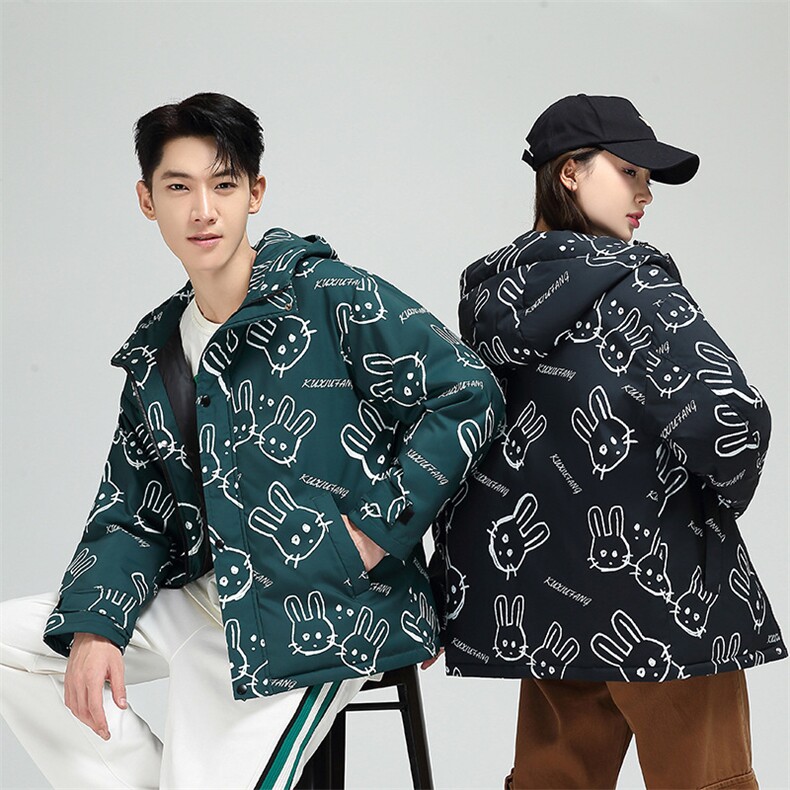 冬季青年新款连帽外套潮满印印花羽绒服男女情侣短款Y235-P100,男装羽绒服,星座1210A